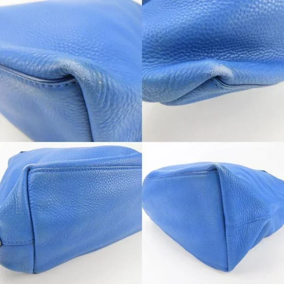 Prada Tote Leather Blue Silver Hardware 2-Way Shoulder Simple Large Capacity - Picture 2 of 9